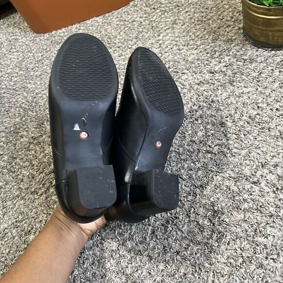 Clarks Damson Tie Black Leather Ankle Chukka Boots Size US 8 Block Heel Comfort - Picture 4 of 10